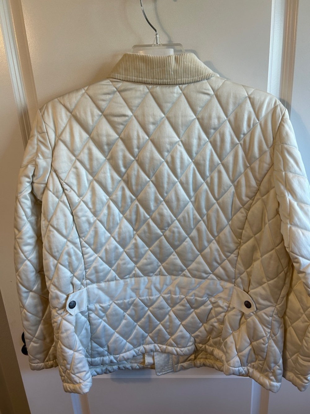 Lauren Ralph Lauren Cream Quilted Puffer Jacket with Corduroy Collar #052 - Picture 9 of 14